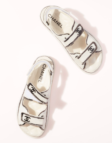 Pre-owned Chanel 22c White Black Graffiti Cc Logo Mule Slide Strap Flat Dad Sandal 36.5