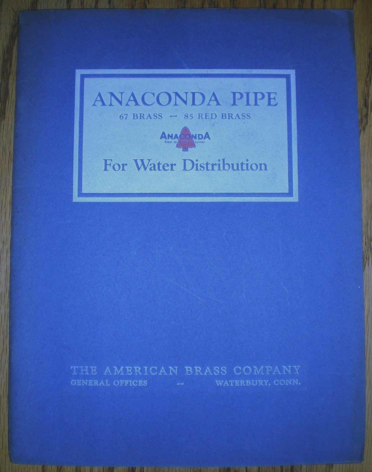 1930 ANACONDA PIPE CATALOG ~ WATER DISTRIBUTION DISCUSSION ~ COPPER & BRASS