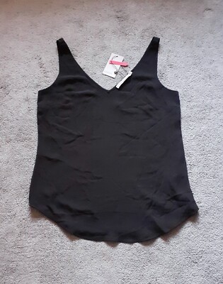Oasis Black Cami Top Sleeveless UK 10 Brand New With Tags RRP £24