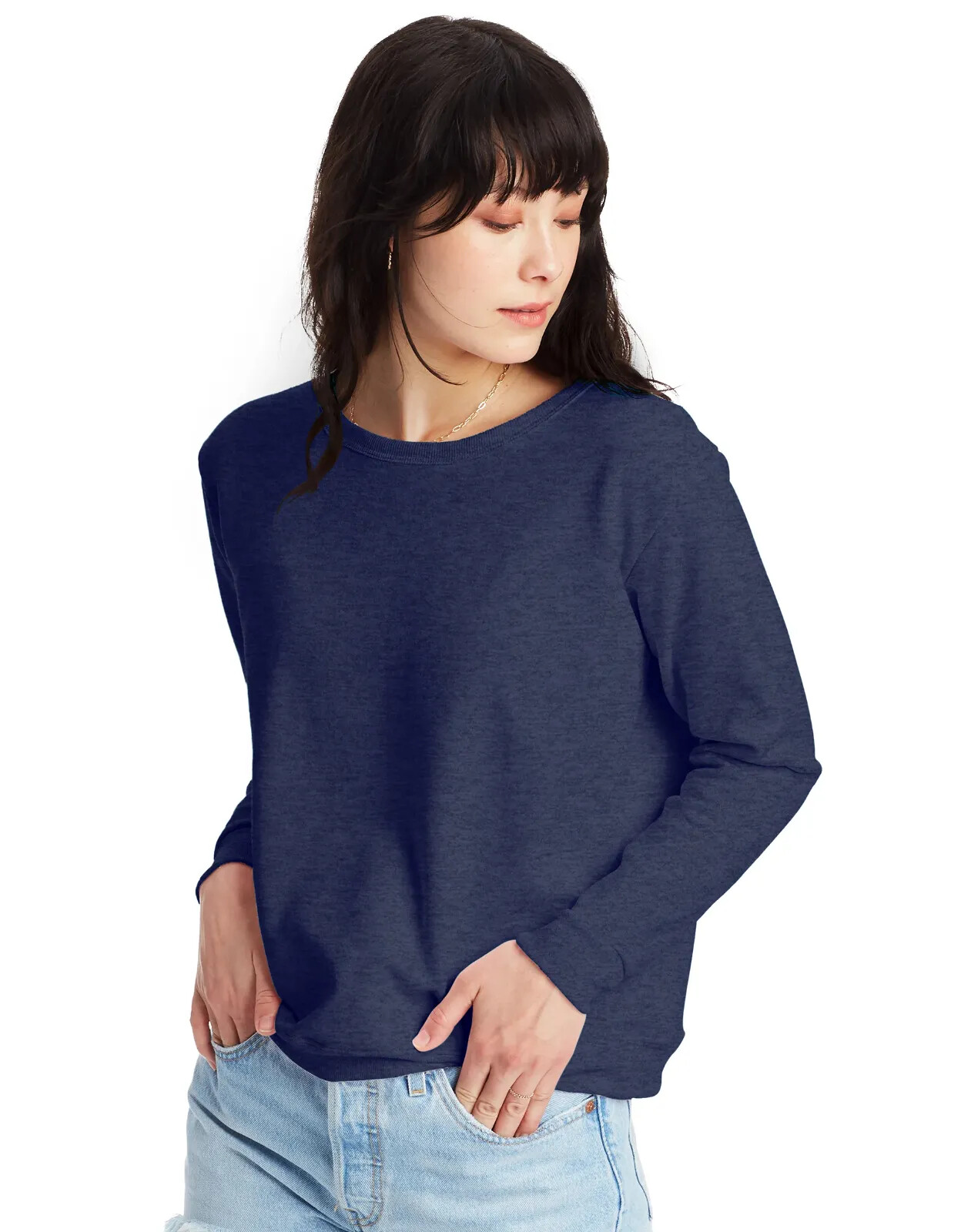 Hanes Women's Sweatshirt Crew Neck EcoSmart Recycled Cotton-Blend Fleece S-2XL