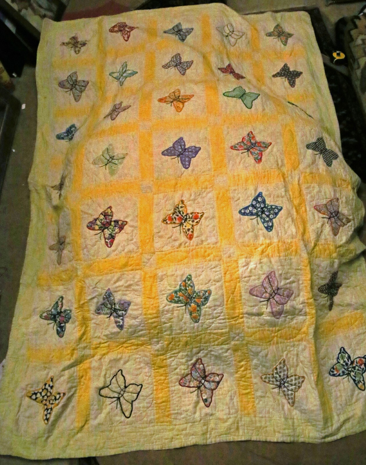 Vintage antique Patchwork  Butterfly applique quilt 87