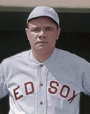 BABE RUTH Boston in Red Sox Baseball Uniform Colorized Picture Photo 4x6