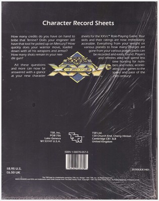 Buck Rogers  Character Record Sheets: Science Fiction Rpg - 25CREF1 - TSR 3570