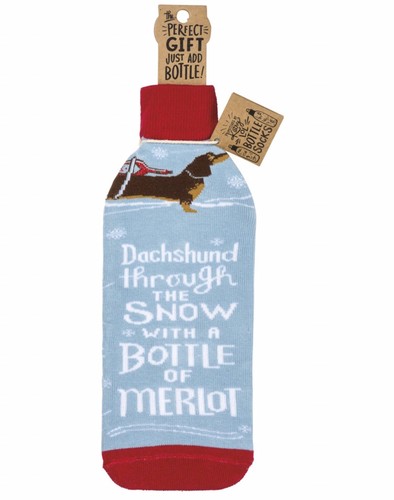 Primitives by kathy Lol Bottle Sock - Dachshund Through The Snow