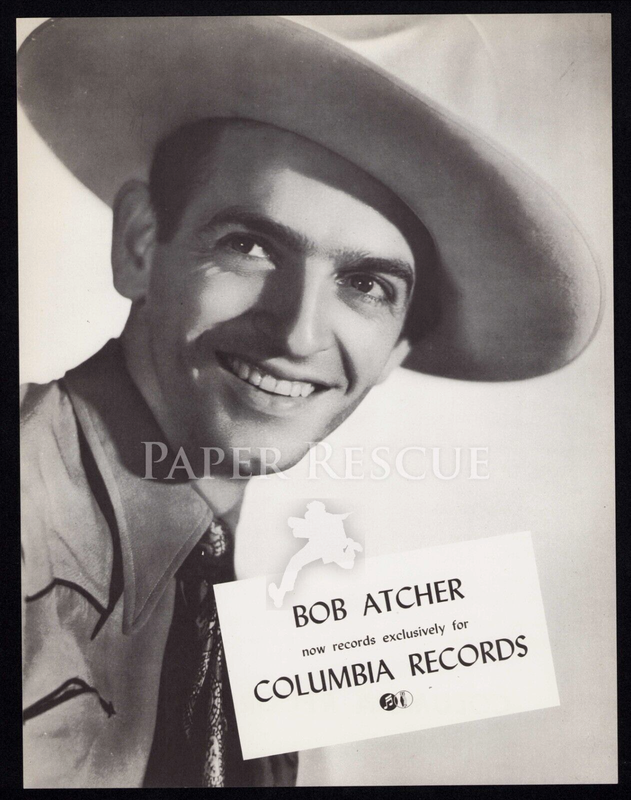 BOB ATCHER Original Columbia Records Promo Flyer 1940s