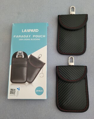 FARADAY Pouch, 2-pak, 100% Signal Blocking for Credit cards, Key Fob etc-New!