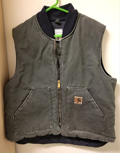 ジャケット・アウター 00s Vintage Carhartt Vest USA M MDT Vintage 90s Carhartt V26 Black Duck Canvas Sherpa Lined Work