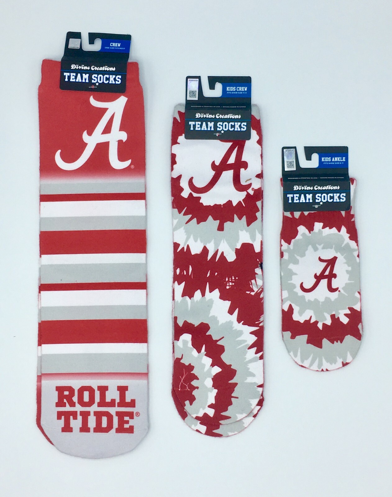 ALABAMA CRIMSON TIDE TEAM SOCKS NEW SUBLIMATED CREW ANKLE NCAA UNISEX