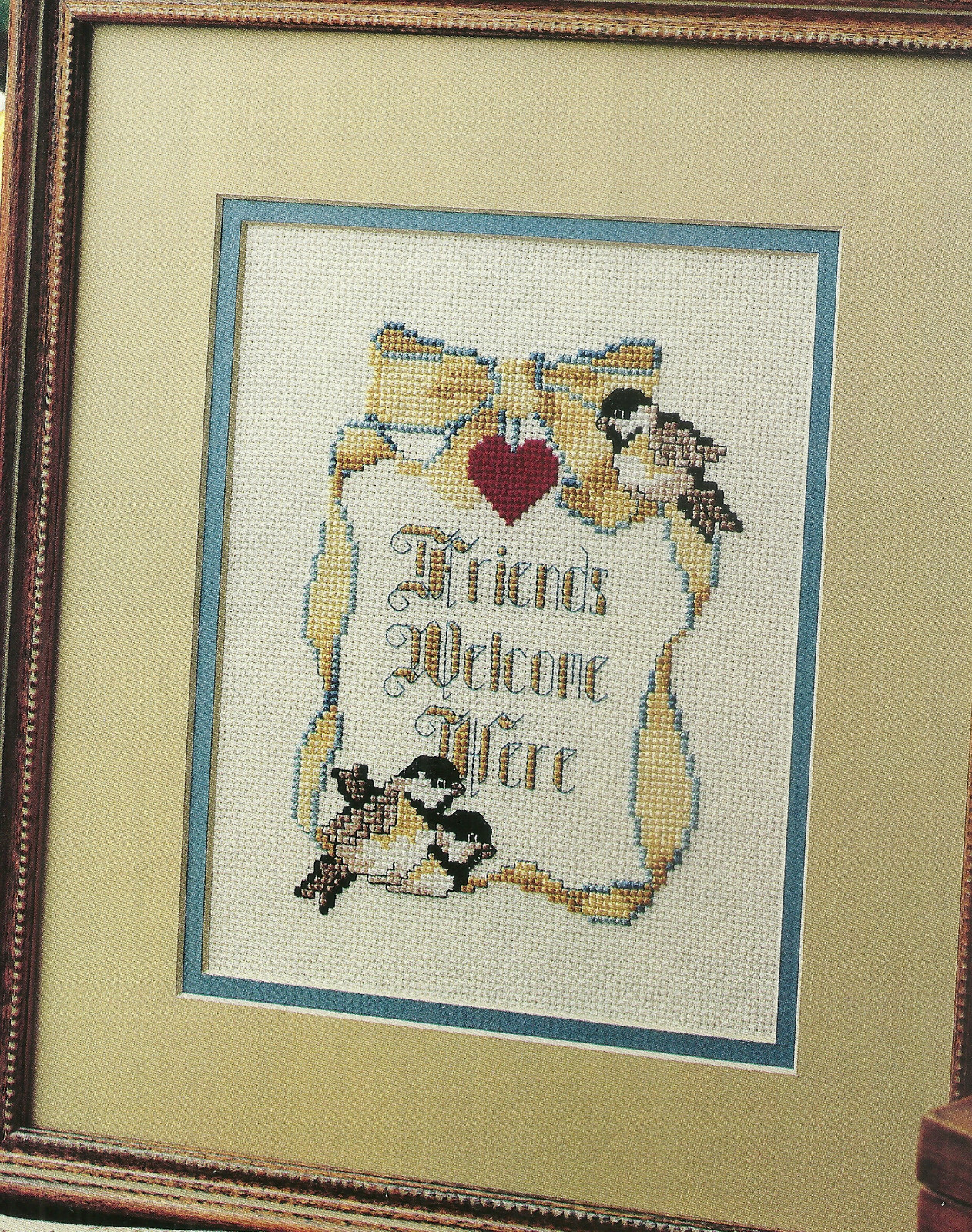 friends-welcome-here-cross-stitch-pattern-chart-chickadees-ebay