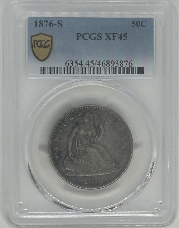1876-S 50C Seated Liberty Half Dollar PCGS XF45