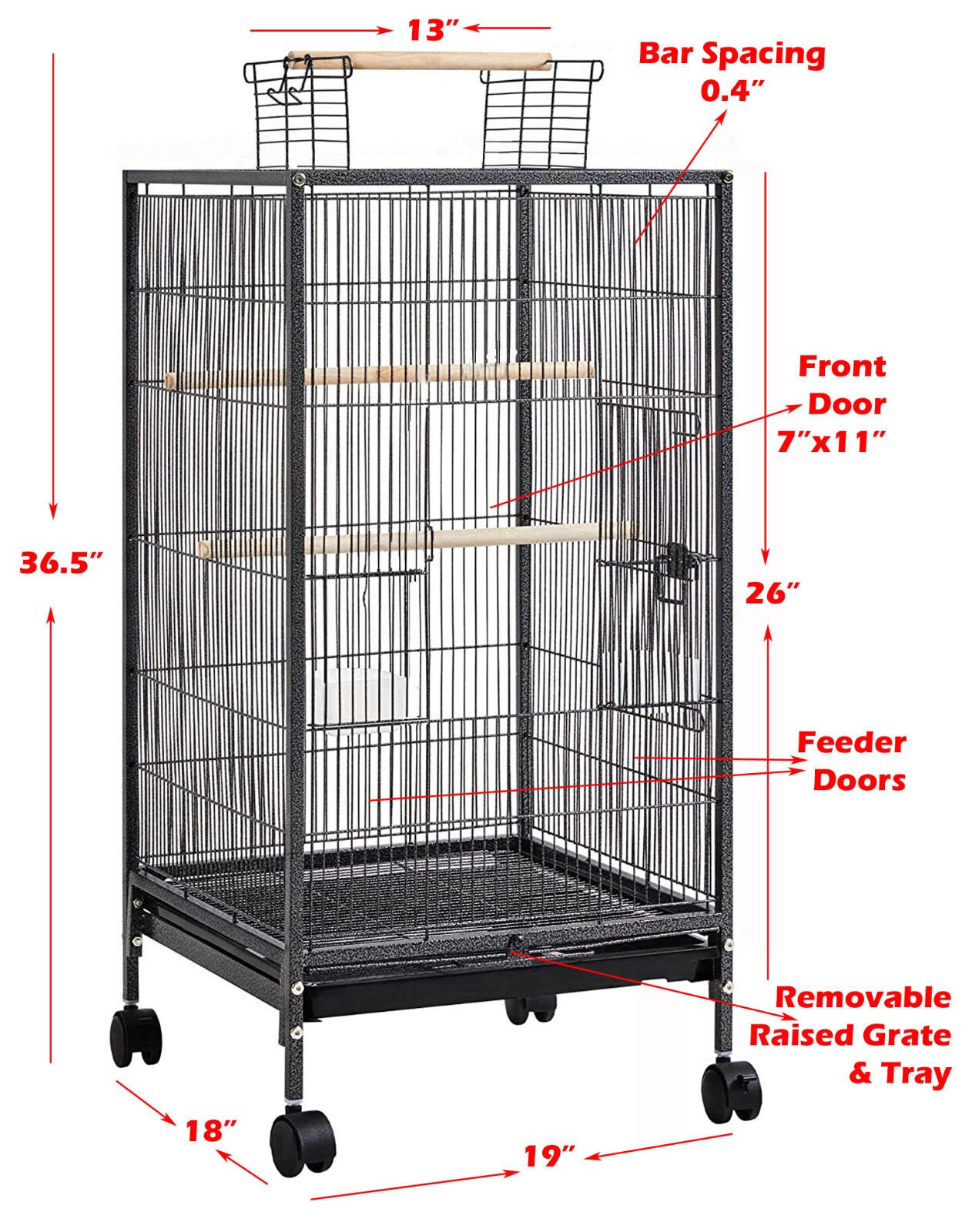 36" Open Top Perch Stand Cage Canary Parakeet Cockatiel LoveBird Finches