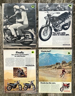 Honda 1960s/70s Motorcycle Magazine Ads Super Sport 450 Scrambler Elsinore MT CR