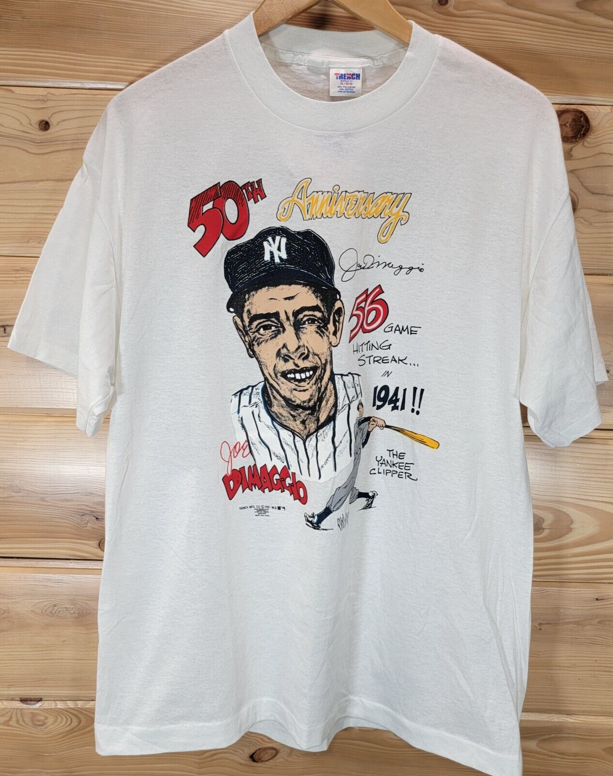 50s ビンテージ ラッセルサザン JOE DIMAGGIO'S Tシャツ 白L 50s ビンテージ ラッセルサザン JOE DIMAGGIO´S Tシャツ 白L 野球