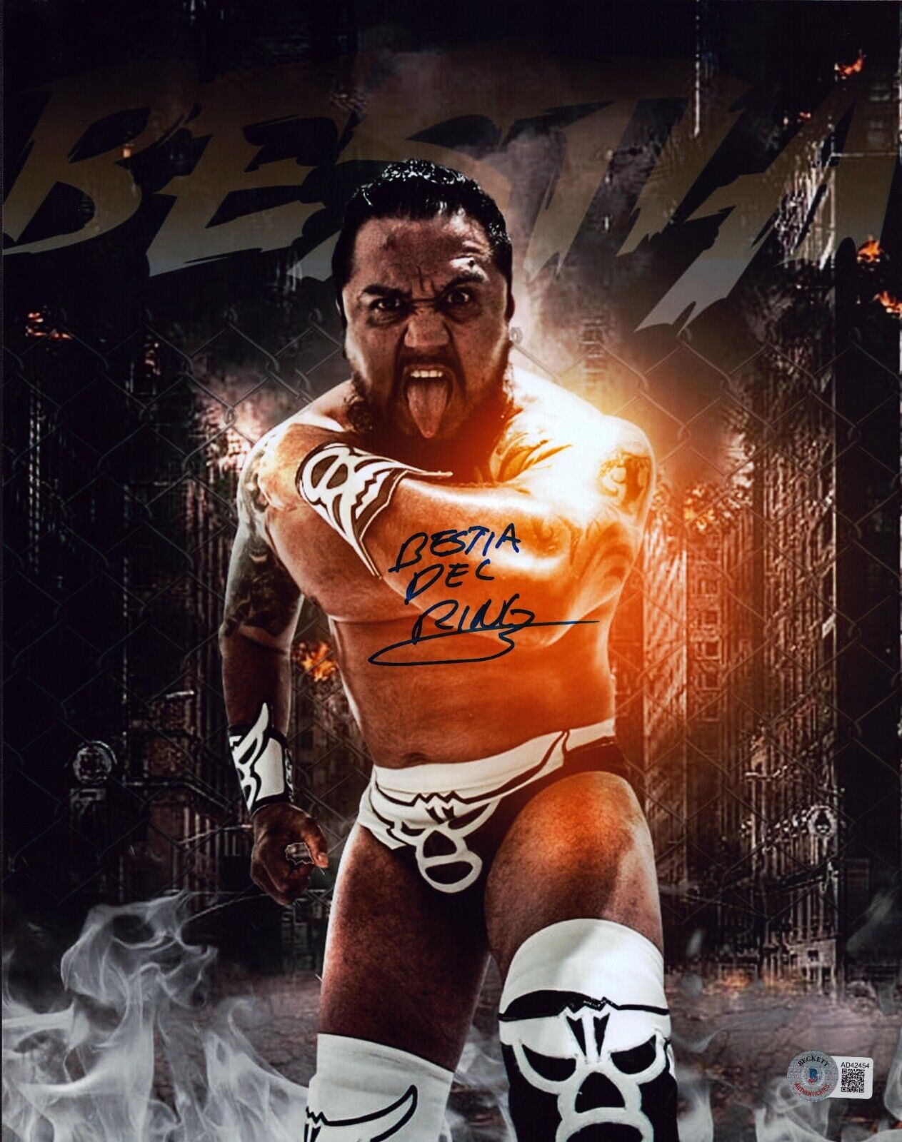 Bestia Del Ring Signed 11x14 Photo BAS COA CMLL Lucha Libre Bestia Del Ring Signed 11x14 Photo BAS COA CMLL Lucha Libre