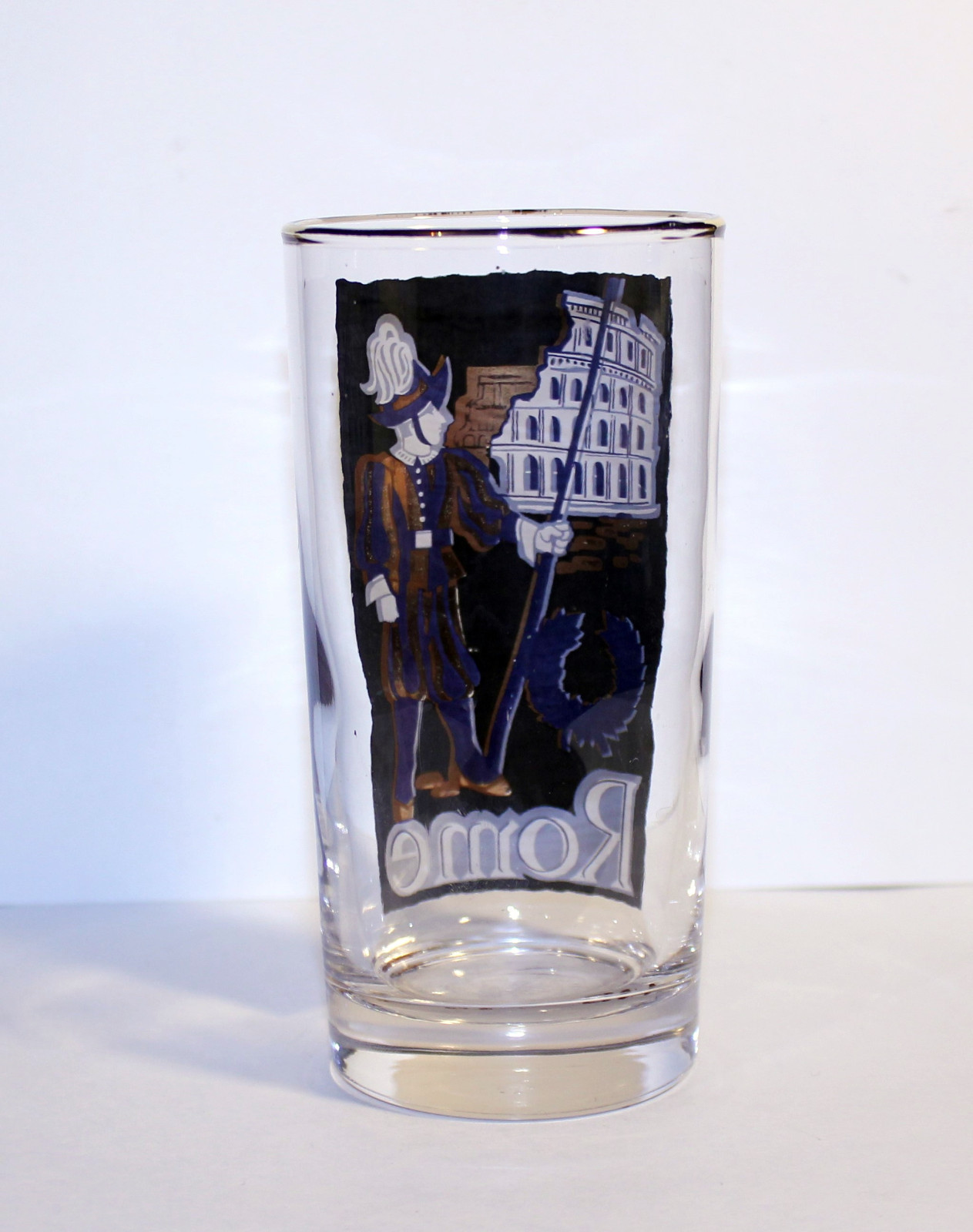 Vintage 60s Bar Glass, Rome Bar Glass, Rome High Ball Glass, Unique Bar Glass