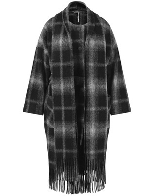 SAMOON SAMOON DAMEN WOLLMANTEL MIT KAROMUSTER LANGARM