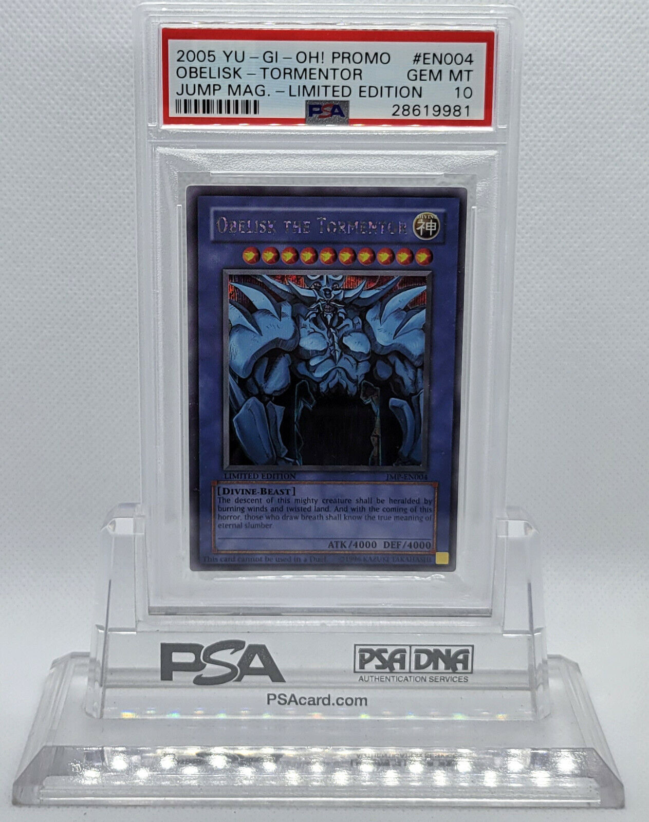 YUGIOH JMP-EN004 OBELISK THE TORMENTOR SECRET RARE HOLO FOIL YUGIOH JMP-EN004 OBELISK THE TORMENTOR SECRET RARE HOLO FOIL