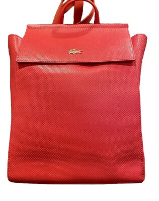 Lacoste Red Chantaco Pique Leather Backpack Purse
