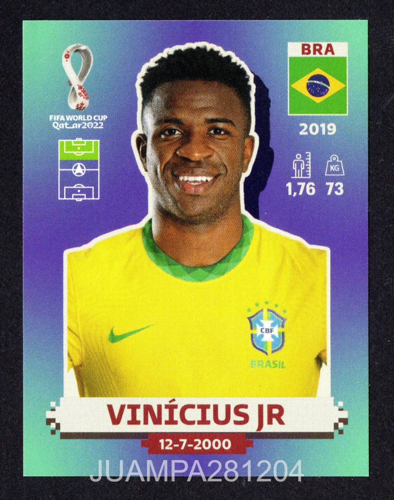 VINI / VINICIUS JR BRA 20 BRAZIL CROMO STICKER FIFA WORLD