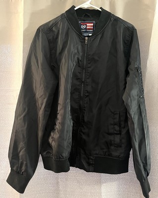 Phat Farm Mens Vintage Y2K Bomber Jacket Size S Black Full Zip + Sleeve Pocket