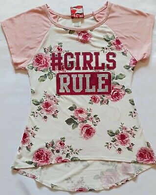 Tops Pullover Girl's 10/12 size, Girls Rule with Flowers, Dream Girl.