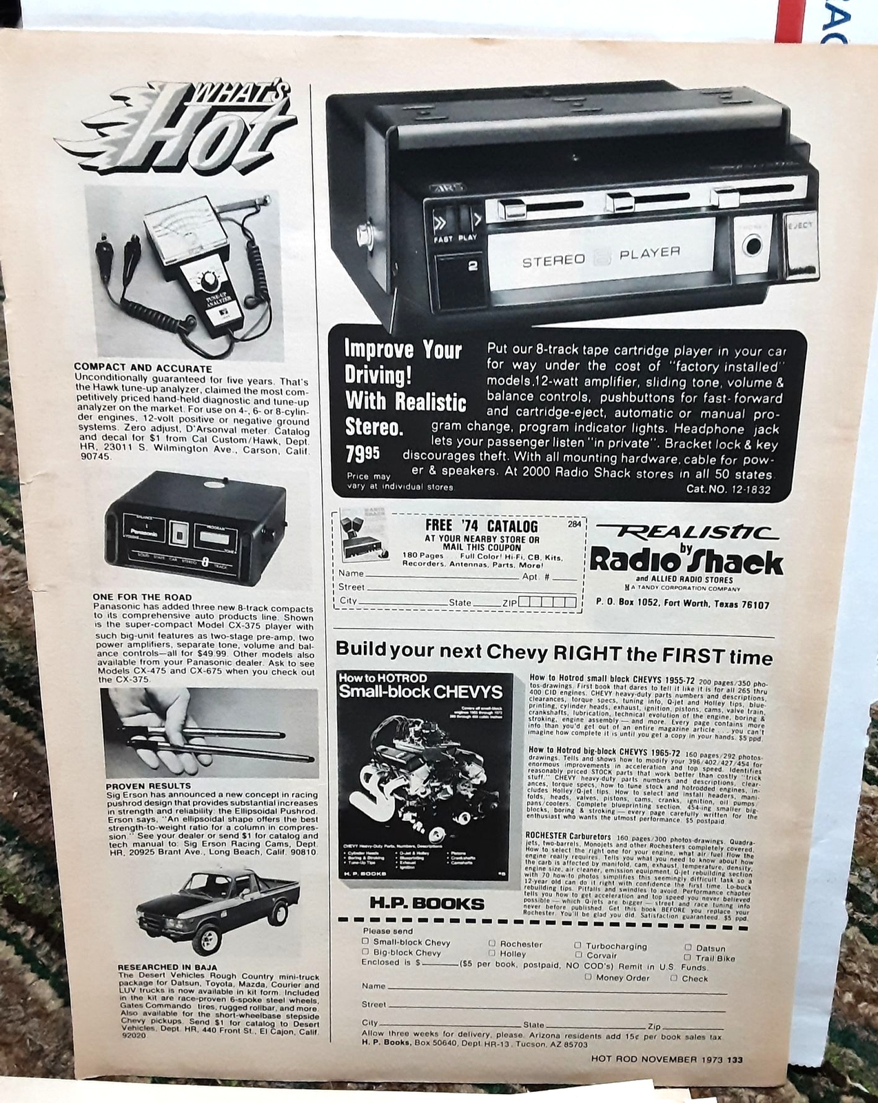 1973 Realistic By Radio Shack 8 Track Player Original Ad vintage 