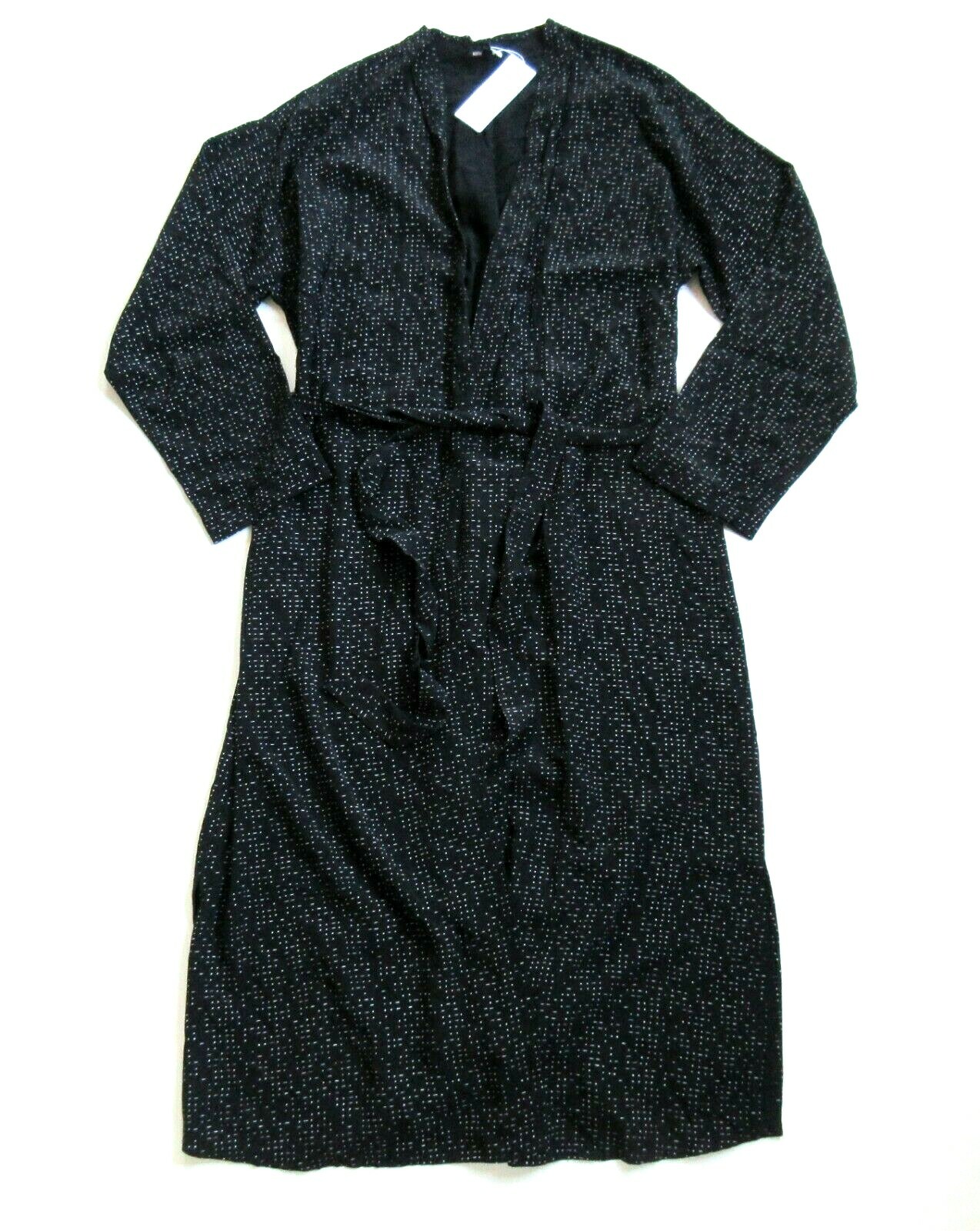 NWT Eileen Fisher Morse Code Long Kimono Jacket in Black Dot Dash Soft Coat XS
