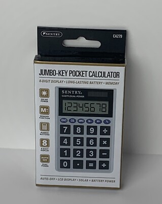 Jumbo Key Pocket Solar & Battery Calculator No. CA279 Sentry New NIB