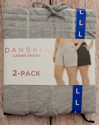 Womens Sz Large (L) 2 Pack Danskin Ladies Short Grey/Black