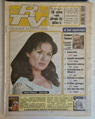 Leticia Calderon on front cover Hungarian TV magazine, June-July 1999. Rare!