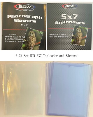 (5ct) BCW 5x7 Toploader and Sleeves Set in Loose Bag Flat Shipping