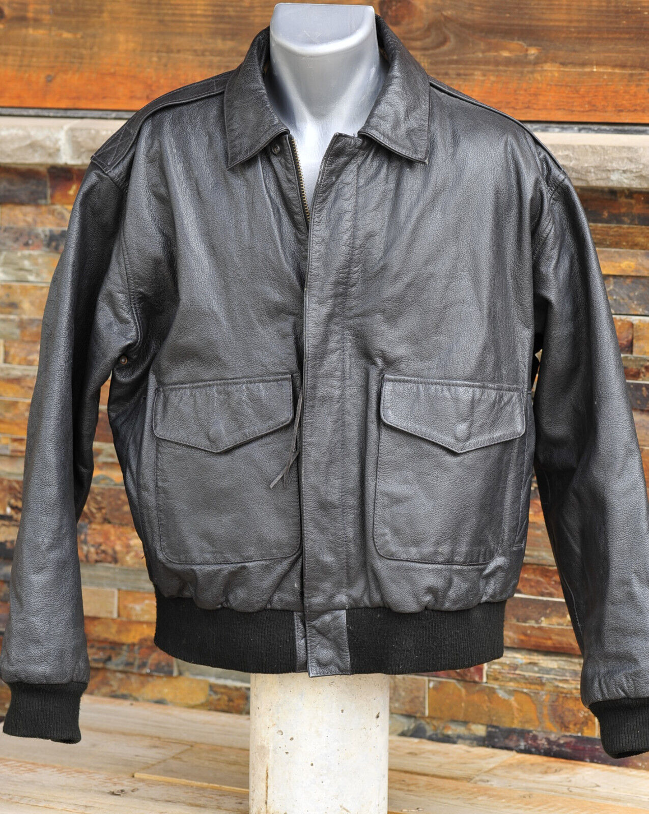 Type A-2 US Army Air Force Flyers Black Leather Jacket No 8415 1958-A2-8 -Sz L Type A-2 US Army Air Force Flyers Black Leather Jacket No 8415 1958-A2-8 -Sz L