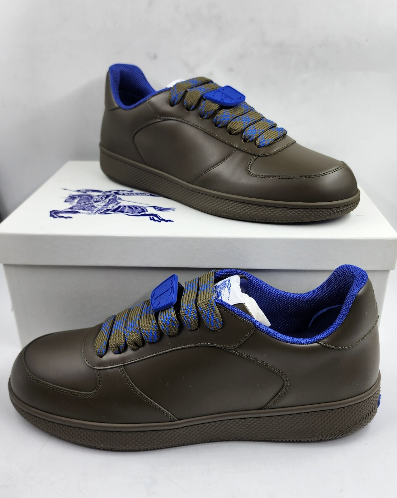 Burberry Terrace Leather Low-Top Sneakers Men's 45/12 US Loch Round Toe - Picture 5 of 19