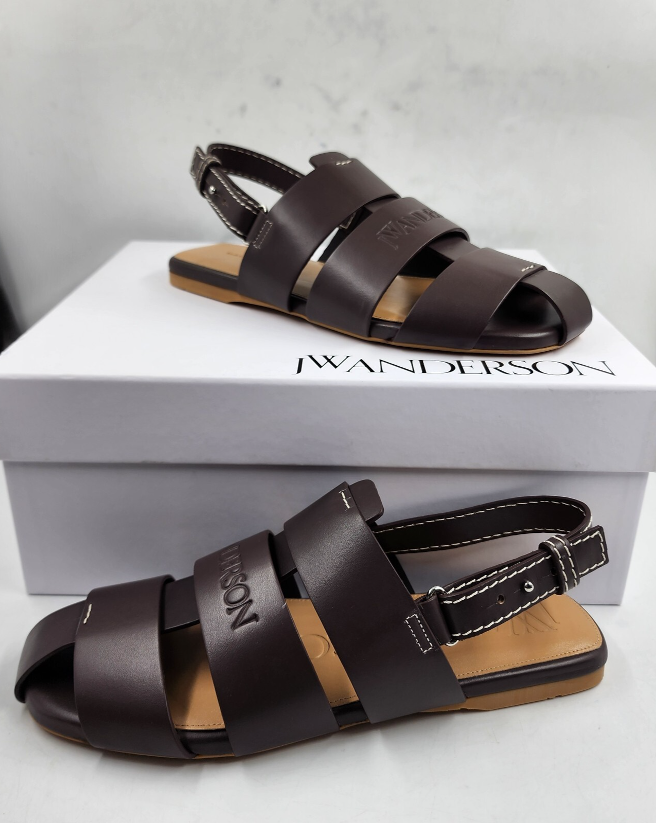 JW Anderson Buckled Fisherman Sandals Men's 41/8 US Dark Brown Buckled Closure - Picture 2 of 20