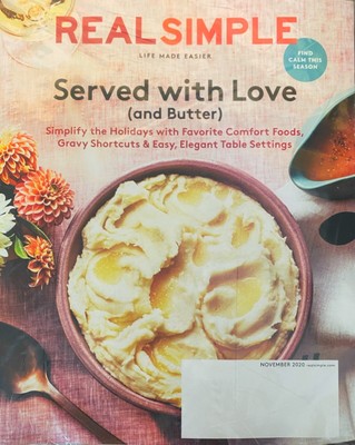 Real Simple Magazine November 2020 Easy Dinners Holiday Comfort Food Table Decor