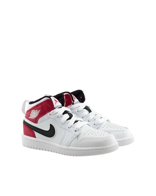 

Кроссовки Little Kids Jordan 1 Mid White/Black-Gym Red (640734 116) —
