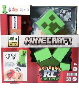 Mattel -Minecraft exploding Creeper RC Vehicle Remote Control 10  w/ DLC Codes