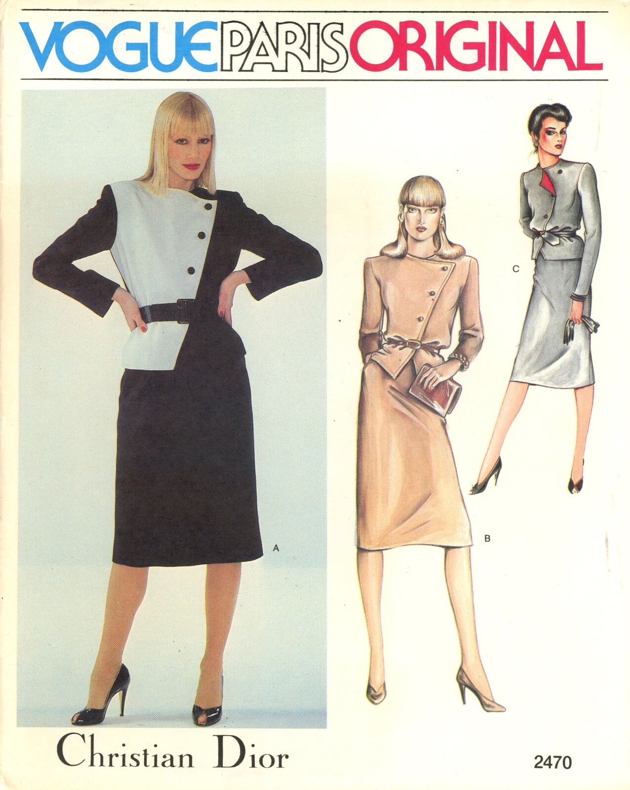 Vogue 2470 CHRISTIAN DIOR Front Wrap Jacket & Slim Skirt
