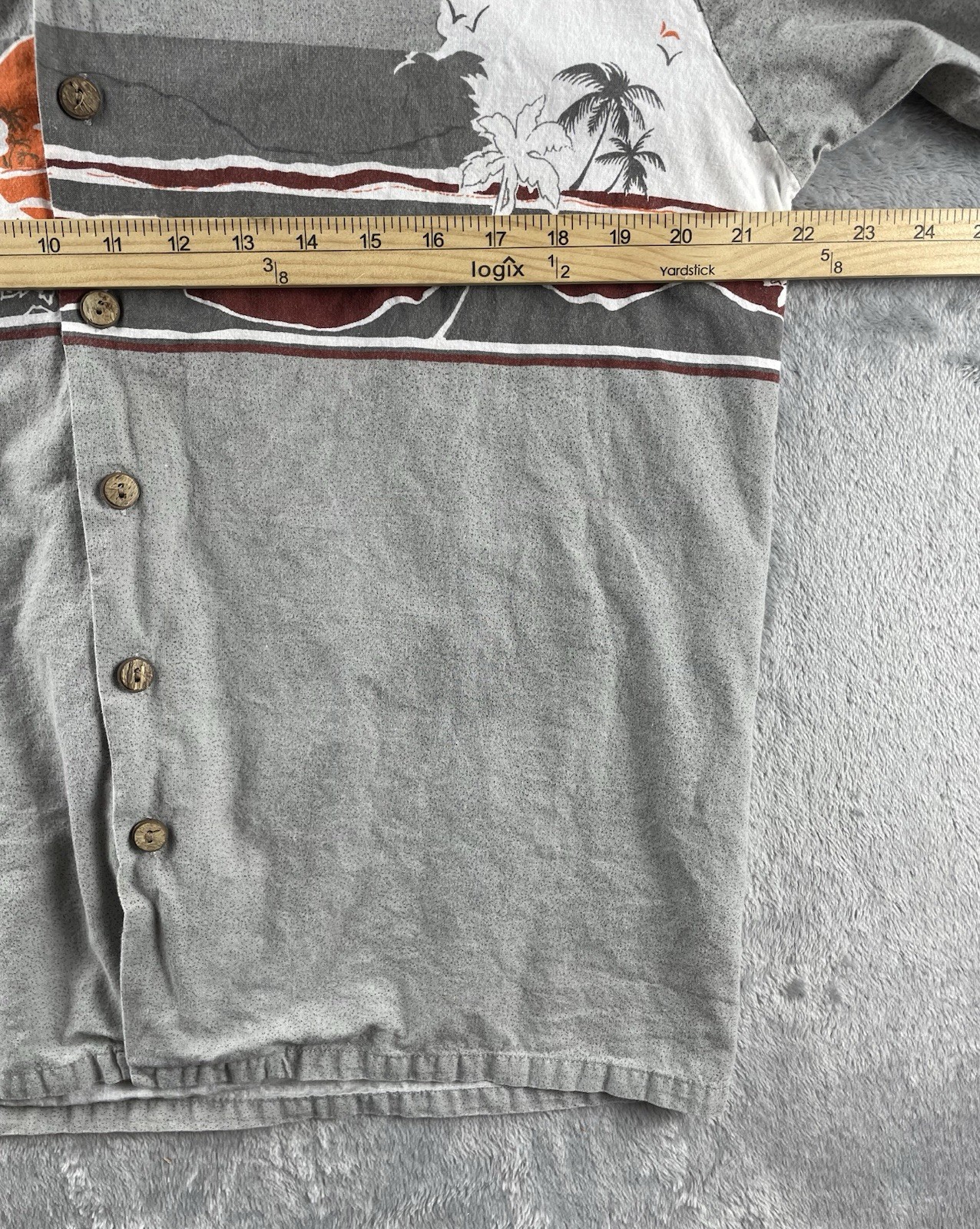 Vintage Kennington Hawaiian Shirt Mens Large Gray Tropical Beach Surfing