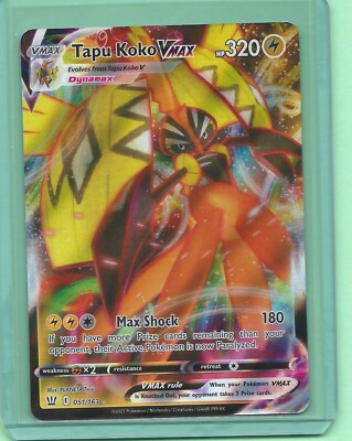 tapu TAPU KOKO VMAX FULL ART 051/163- BATTLE STYLES POKEMON CARD