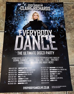 CLAIRE RICHARDS (STEPS) SIGNED A3 SIZE EVERYBODY DANCE LIVE TOUR POSTER NOT CD