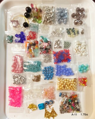 BEAD LOT! STASH BUILDERS! BEADS & FINDINGS LOT ! MIXED VINTAGE-NOW  1.7 lbs A-11