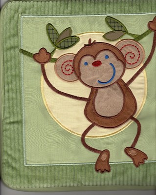 Plush Monkey Wall Hanging Baby Nursery Decor 10.5 x 10.5 Decoration Embroidered
