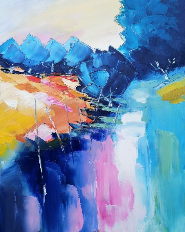 Tableau Original De S!C 50 X 40 Cm Abstrait  Matin Enchanteur