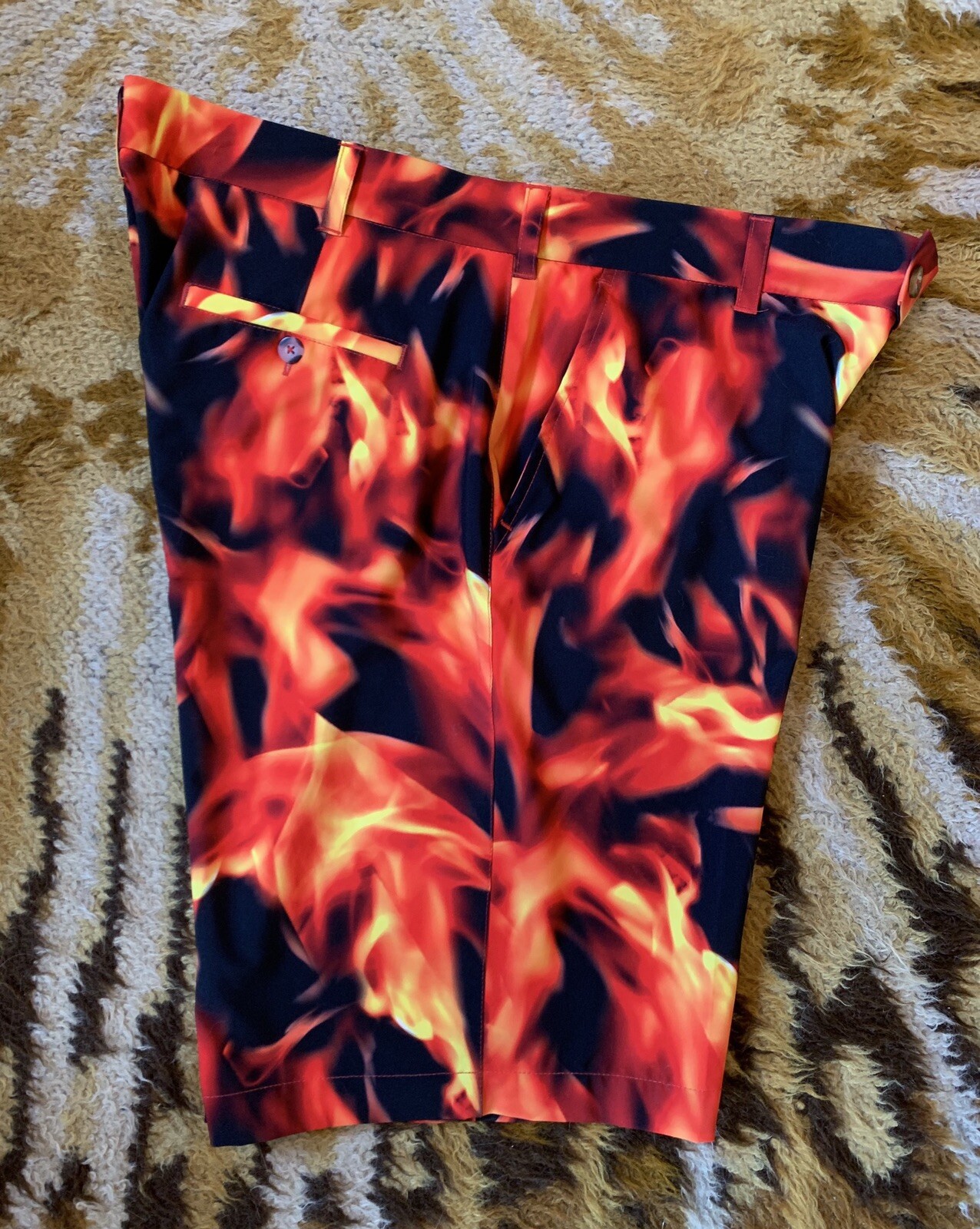 Loudmouth Golf John Daly Liar Liar Fire Flames All Over Print Shorts - Size 38