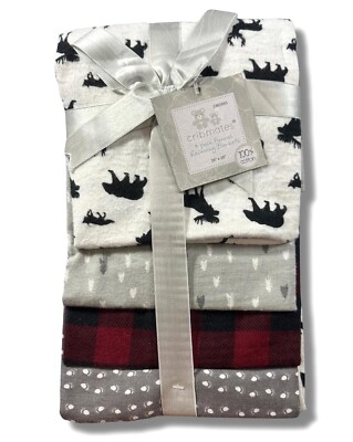 RECEIVING X4 - CRIBMATES BOYS 243 - DEER BEAR - BLANKETS COTTON 4 PACK BABY