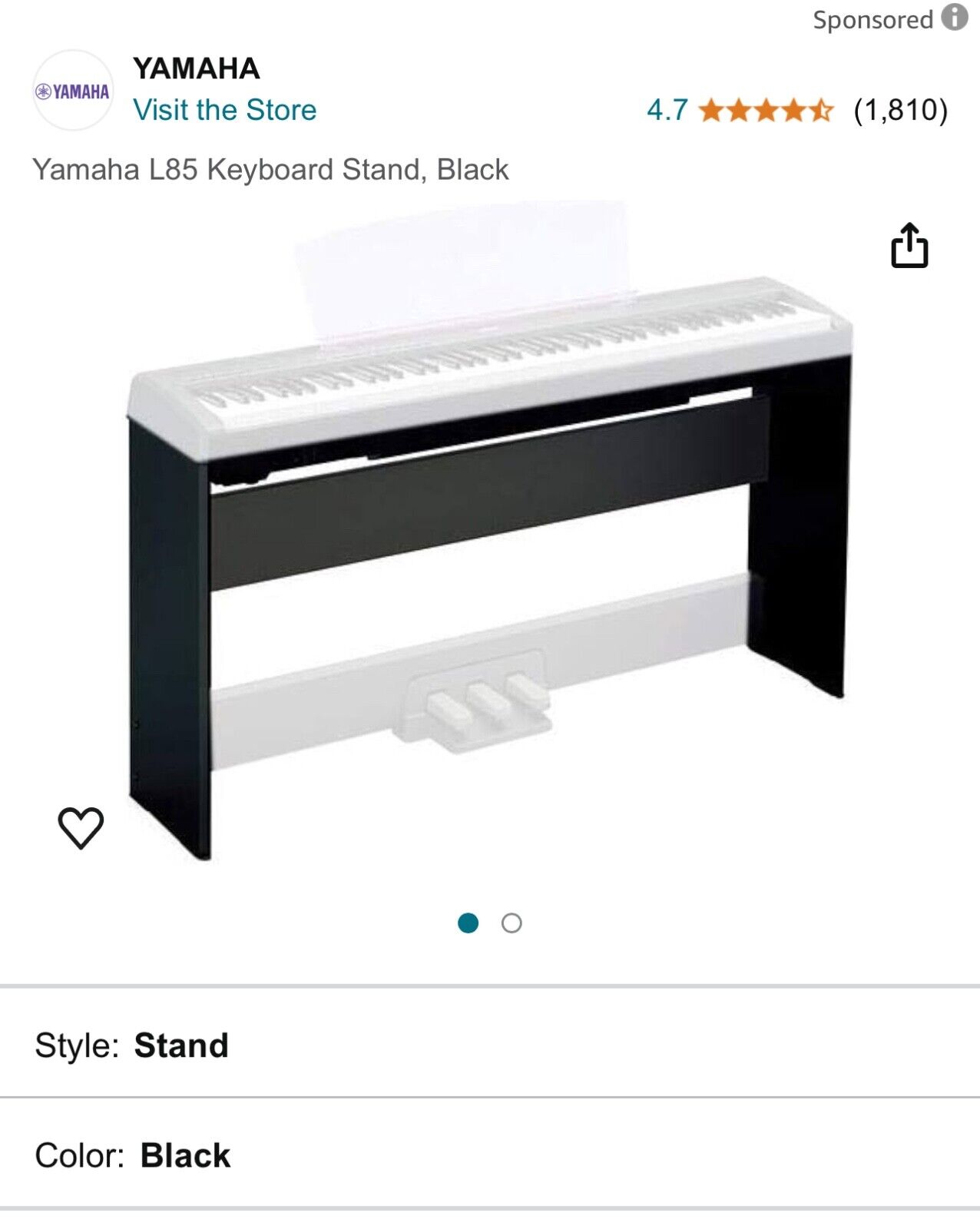 Yamaha L85 Keyboard Stand for Digital Piano - Black Yamaha L85 Keyboard Stand for Digital Piano - Black