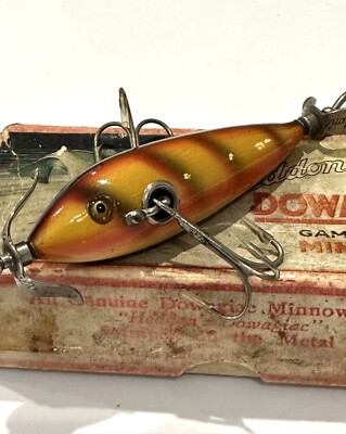 Vintage Heddon 100 Underwater Minnow Wood Fishing Lure Nice LOOK!