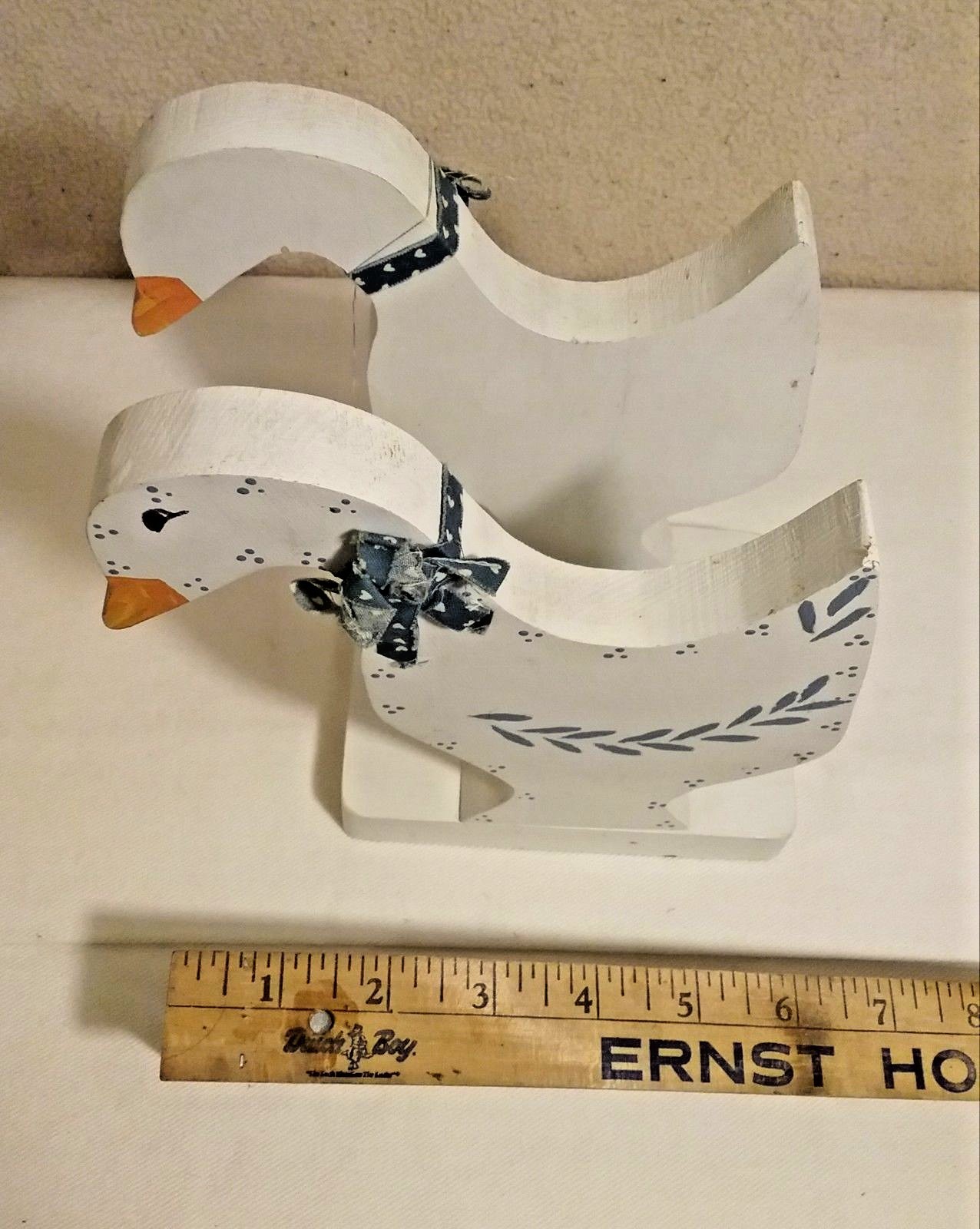 Vintage Handcrafted Wooden White Goose Napkin Holder Country Kitchen Home Decor