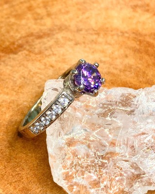 Amethyst and White Topaz Silver Ring